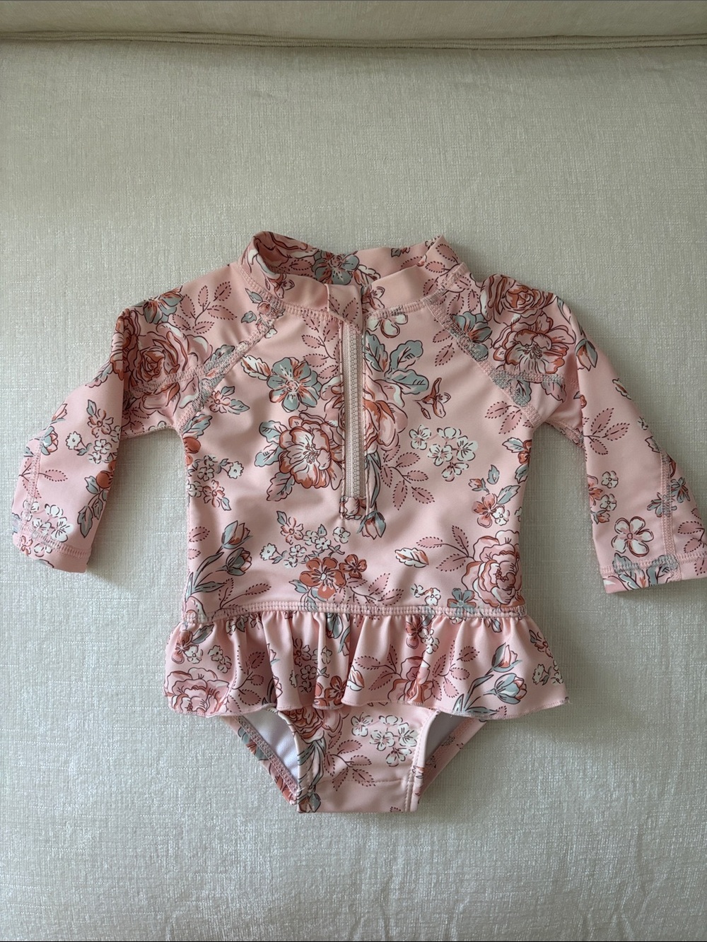 Gerber Pink Floral Long-Sleeve One-Piece Swimsuit